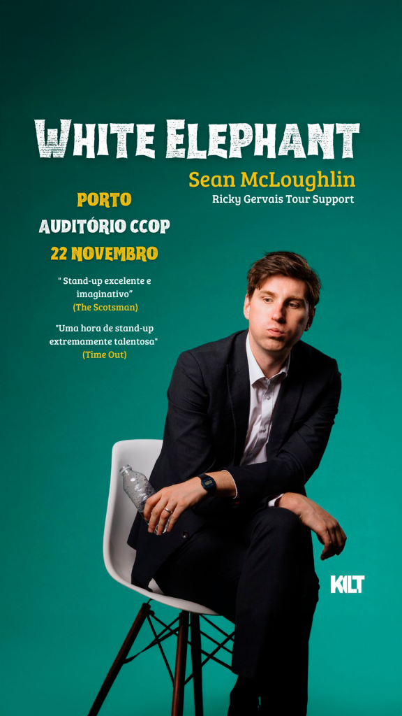 Poster promocional do espetáculo White Elephant - Sean McLoughlin.